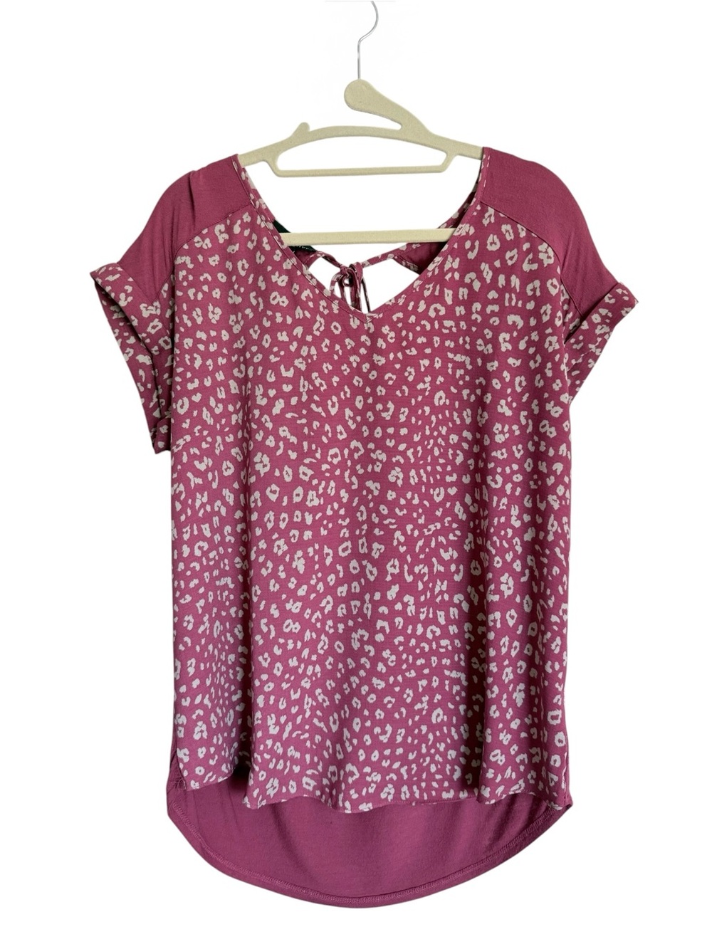 Dusty Rose Animal Print Tie-Back  Top. Sz M